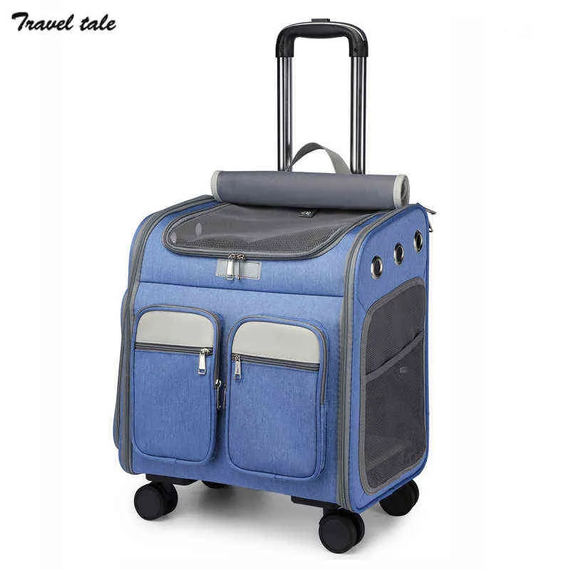 Travel Tale Klein Dier Puppy Konijn Carrier Grote Capaciteit Spinner Wiel Trolley Rugzak Foldin Kat Tas J220708 J220708