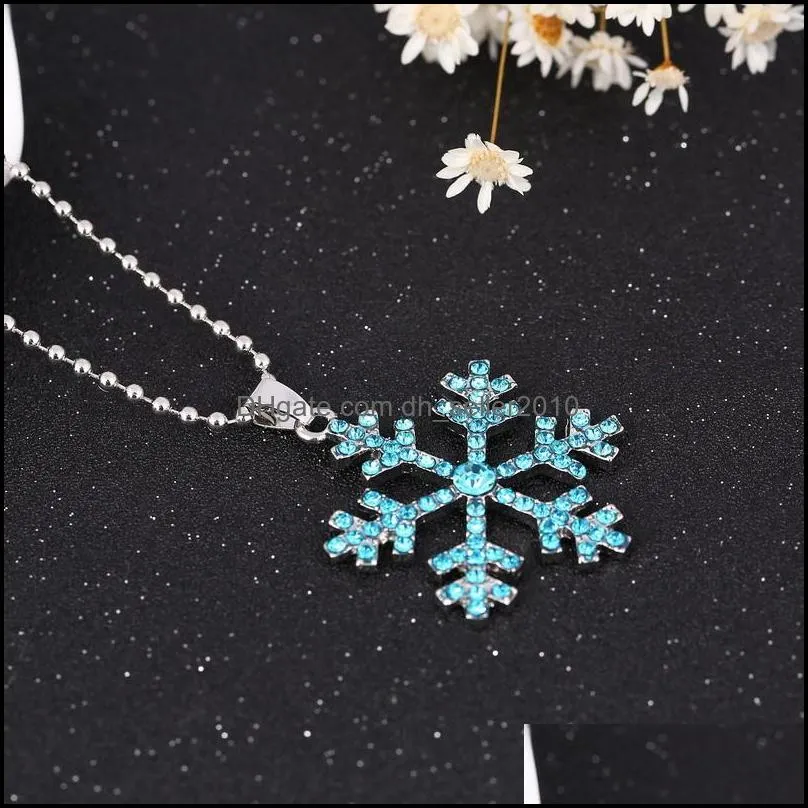 pretty snowflake crystal necklace anime movie the snow queen statement necklace snowflake pendant necklace