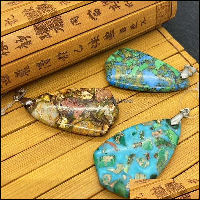 charms fashion natural stone polished turquoise drop pendant 29x50mm charm jewelry diy men and women necklace earrings