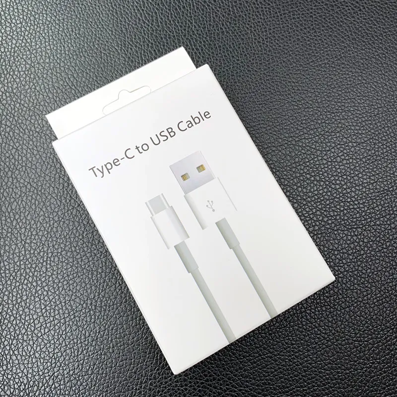 Typ C USB zu USB-C-Kabeln 1 m White Round Ladekabel mit Einzelhandelspaketkasten für Samsung S10 S21 S22 S8 S7 Google 5 6 Xiaomi 7 8 9 11 12 13 Android-Telefonladedatenkabel