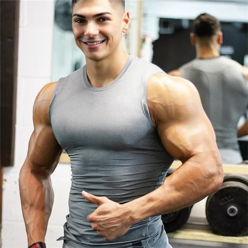 Men tight tank top men's gym fitness vest men's muscle sports Leisure jogging Exercise sports sleeveless shirt top 220531