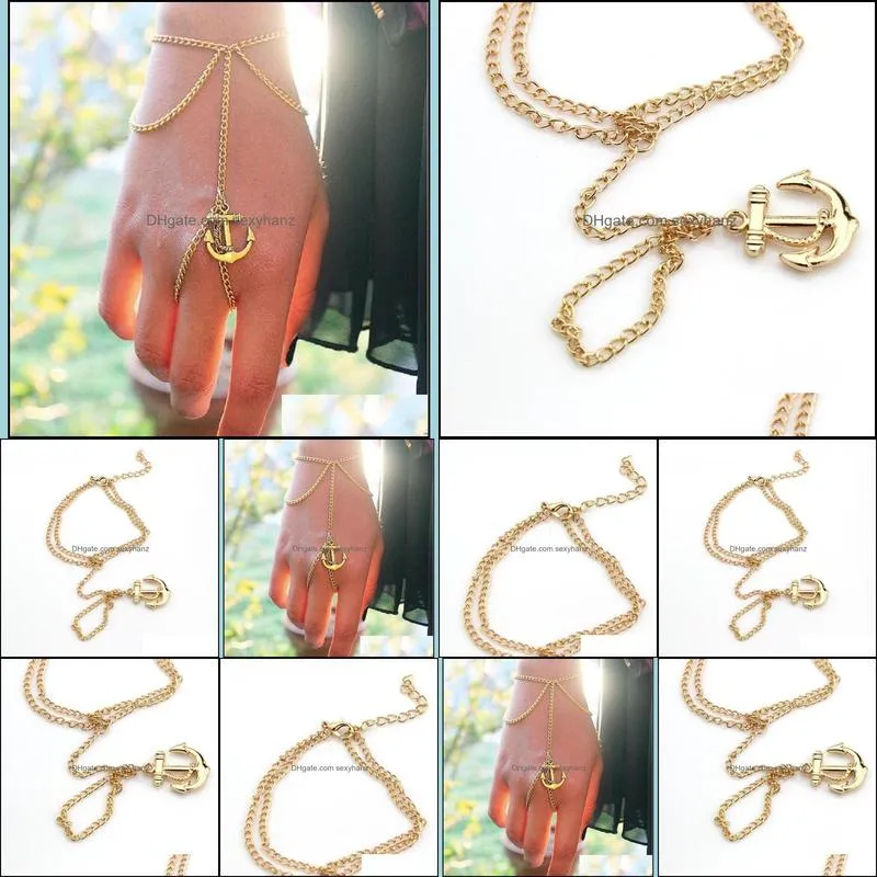 charm bracelets unique anchor finger ring slave hand harness infinity bracelet