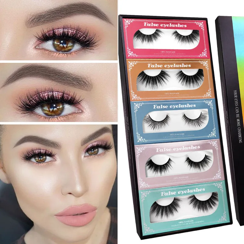 Fait à la main 5D Nano Vison Faux Cils Doux Vivid Curling Épais Naturel Long 3D Faux Vison Faux Cils