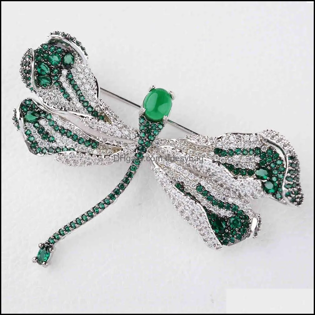 red/blue/green cubic zirconia micro pave butterfly brooch pin