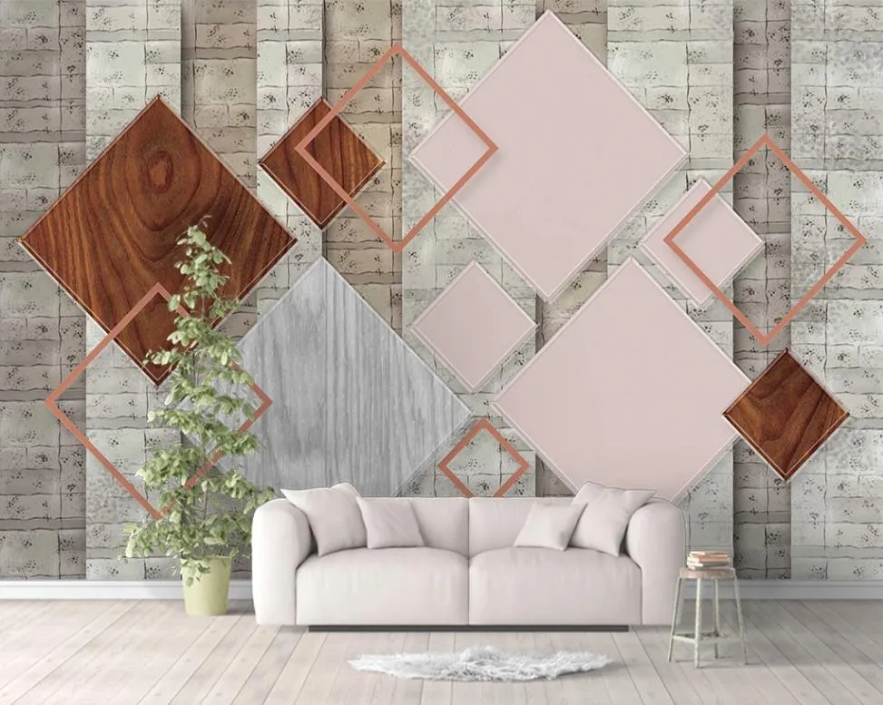 Custom 3D Wallpaper Mural living room bedroom Geometric square TV background wall decorative painting papel de parede 3d