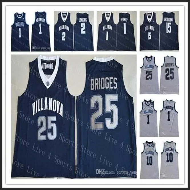 XFLSP Villanova Wildcats大学バスケットボール1 Jalen Brunson 10 Divincenzo 25 Mikal Bridges 2 Jenkins 3 Hart 1 Kyle Lacy 15 Arcidiacono Jerseys