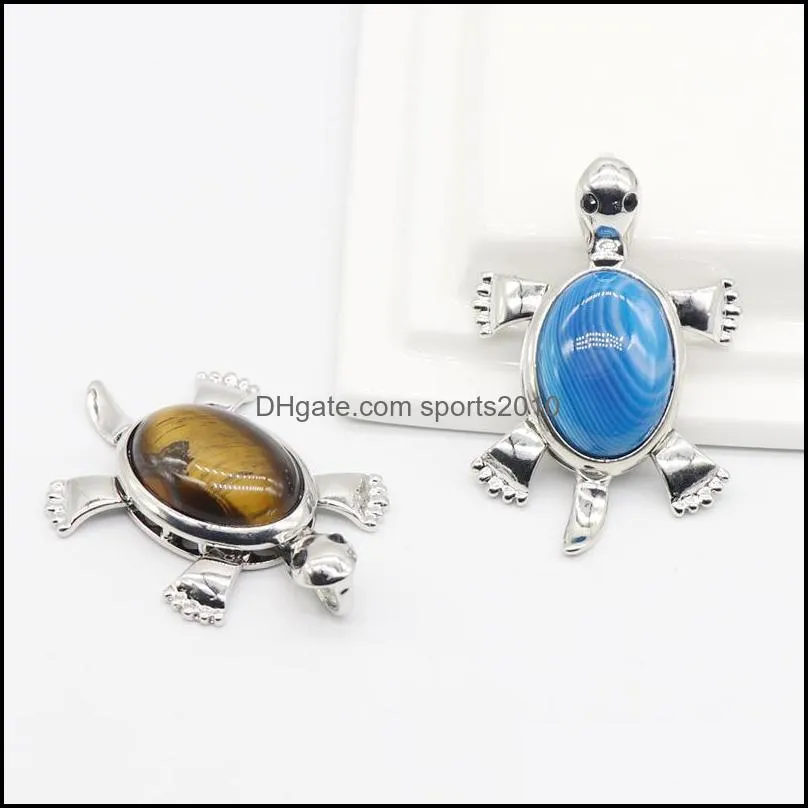 natural stone tortoise charms pendant turquoise amethyst tiger eye quartz wholesale jewelry for women men diy acc