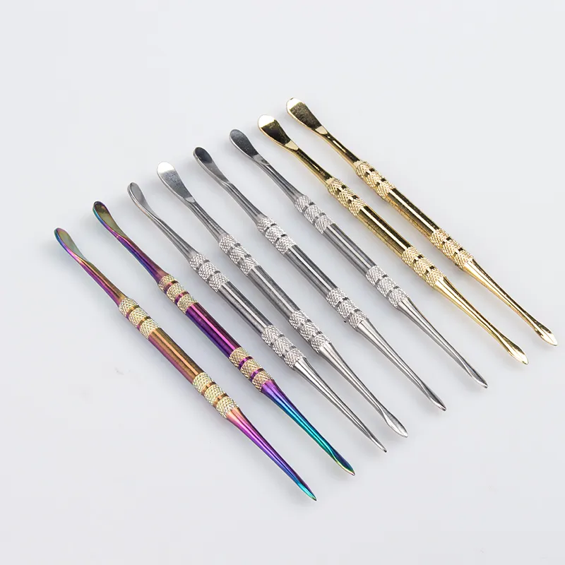 Paladin886 DA010 Smoking Pipe Dabber Tool About 4.72 Inches Glass Water Bong Quartz Banger Nail Dabbers Gold Rainbow Stainless Steel