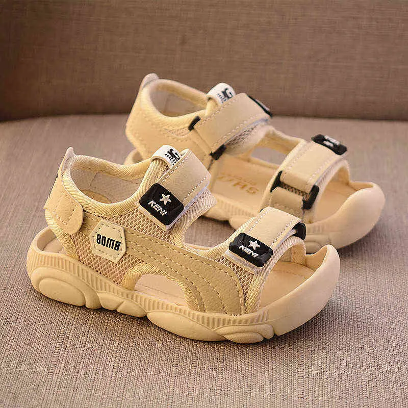2022 Yaz Çocuk Ayakkabıları Erkek Yumuşak Tabanlar Plaj Ayakkabısı Erkek Bebek Baotou Anti-tekme çocuk Sandalet Princepard Yaz Sandalet G220523