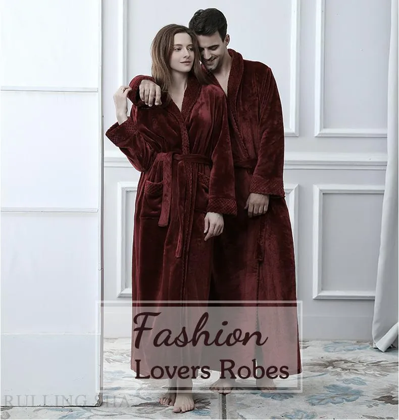 XINXIAOO Women's Flannel Pajamas Large Coral Velvet Bathrobe Autumn And Winter Long Thick Pajamas Plus Size Robes For Women 4x Plus Size Japanese Kimonos Wom