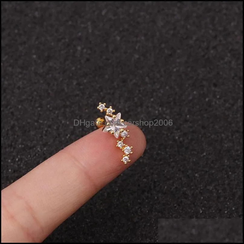 piercing moon star stud dangle earrings for women jewelry fashion small zircon earring ear cuff accessories a93z