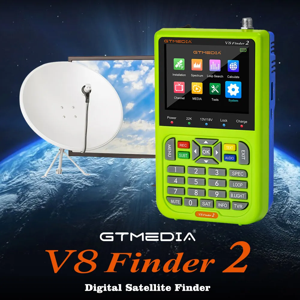 GTMEDIA V8 Finder 2 Meter Satellite Signal Finder DVB S2X/S2/S H.264 Vs