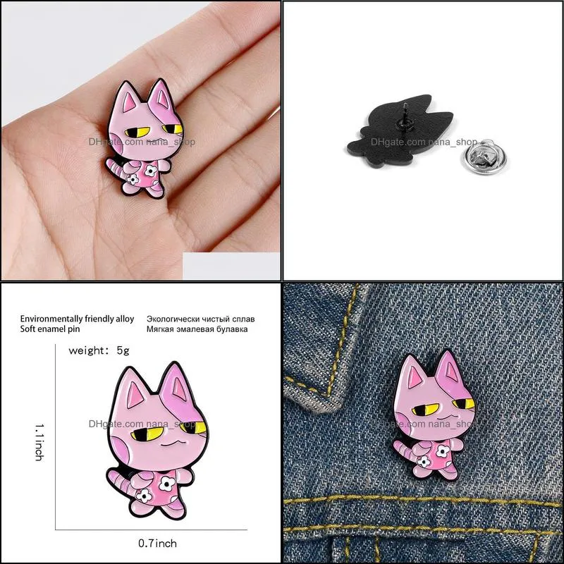 Cat Enamel Pin Custom Pink Dress Kitten Brooches for Shirt Lapel Bag Cartoon Badge Animal Jewelry Gift for Kids Friends