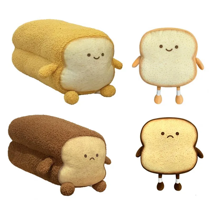 Doux Toast Slice Pain Conception En Peluche Jouet Canapé Chambre Sommeil Oreiller Décor Pour Enfants Cadeaux D'anniversaire Mignon Animal Forme LA412