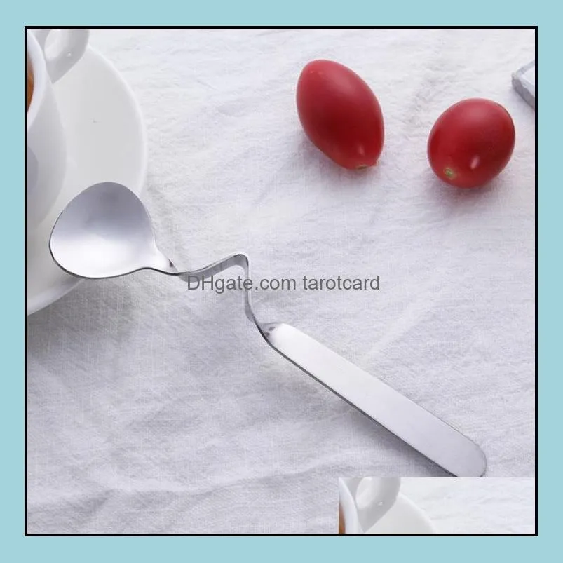 Tea Coffee Honey Drink Stainless Steel Curved Twisted Handle Spoon U handled V Handle Jam Spoons 300pcs SN6454