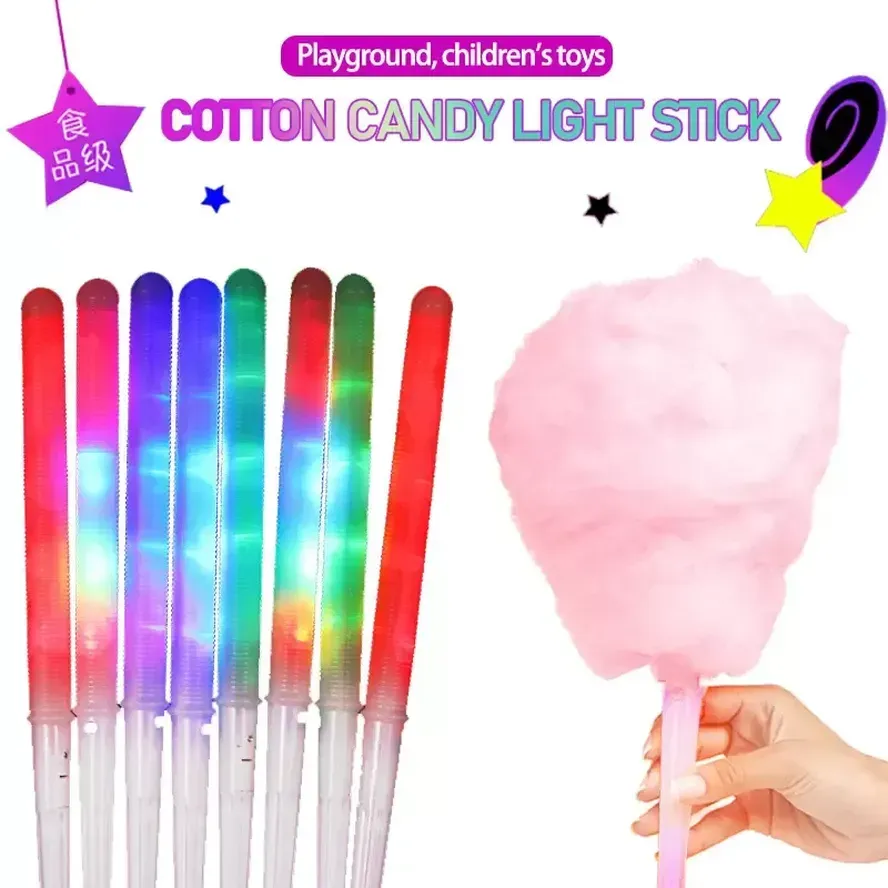 Cones doces de algodão doce não dispostáveis ​​de alimento alimentar coloridos luminosos de marshmallow luminoso