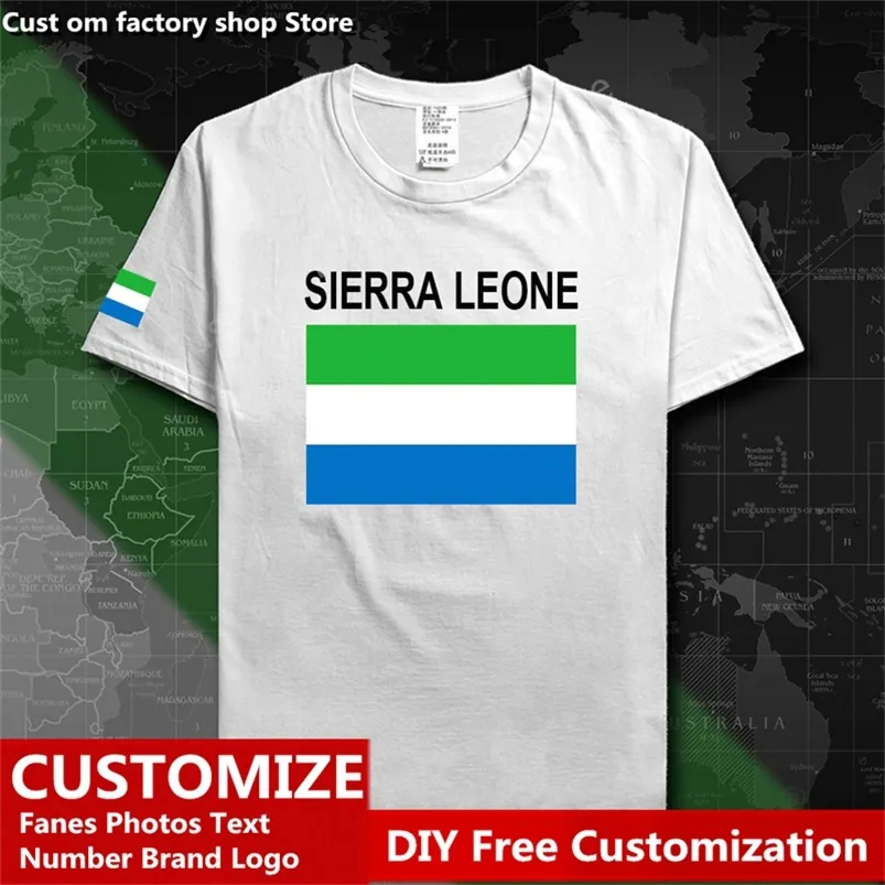 Sierra Leone Leonean Country T-shirt Personnalisé Jersey Fans DIY Nom Numéro High Street Fashion Loose Casual T-shirt 220616gx