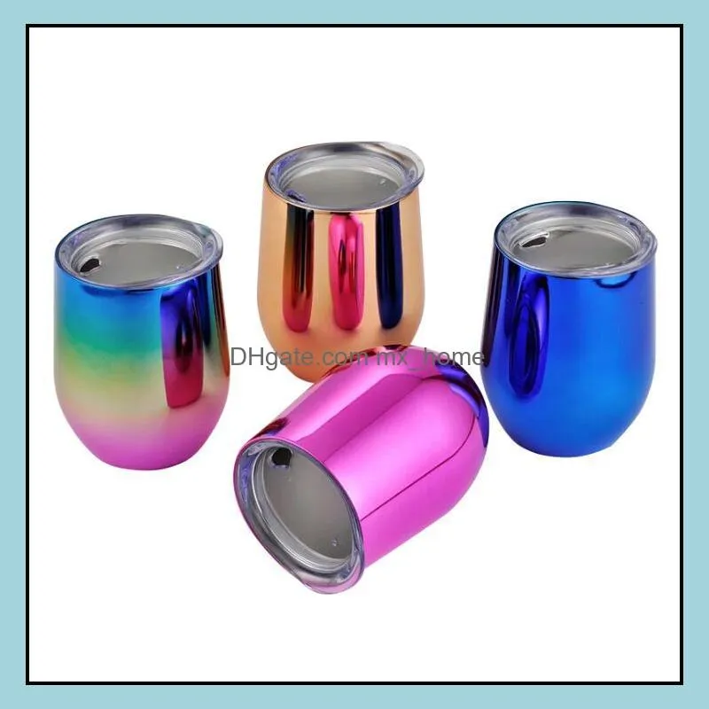 stainless steel egg cups mugs colourful stemless wine glasses lids shatterproof vacuum eggs shape mug water bottles 12oz lxl587