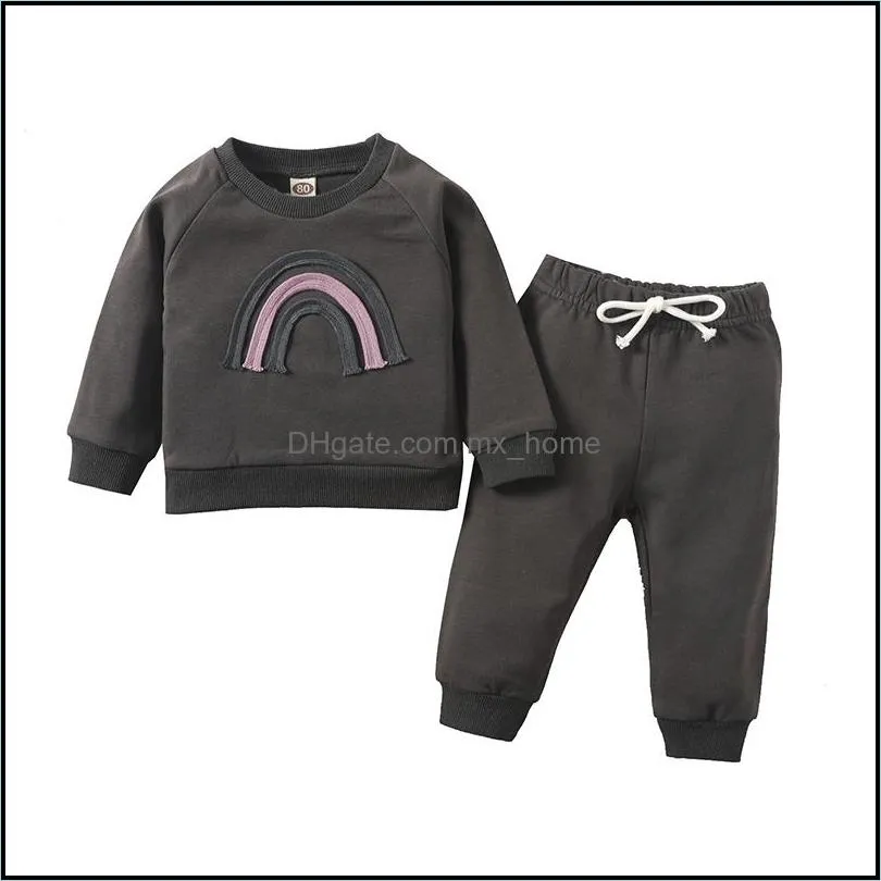 kids clothing sets girls boys outfits children rainbow pullover tops pants 2pcs/set spring autumn fashion boutique baby clothes z4912