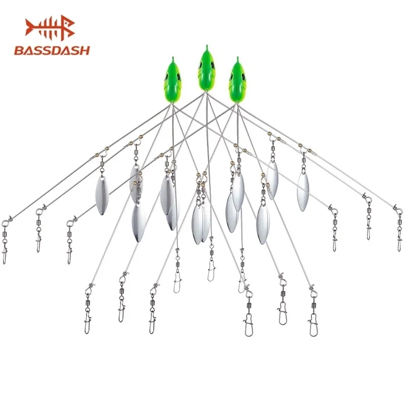 Bassdash 3pcslot Alabama Rig Head Bait Swimming Smbrella Fishing Fishing Rig 5 Arms Bass Fishing Group Extensed 18G 220702