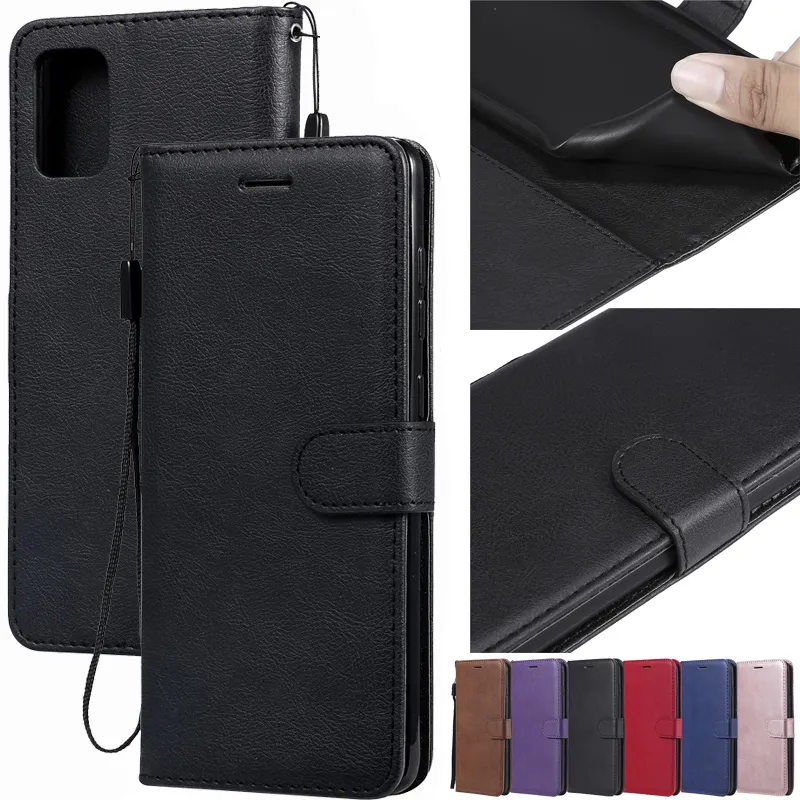 Hüllen für Samsung A10 A20 E/S A30 A40 A50 A51 A60 A70 E/S A71 A80 A90 Retro Soft Silikon Leder Stand Cover W/Lanyard Case Cover