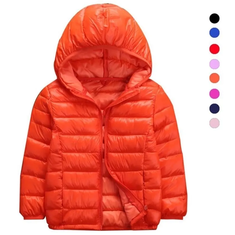 Herfst Winter Hapleed Children Down Jackets For Girls Candy Color Warm Kids Down Coats voor jongens 3-14 jaar bovenkleding LJ201130
