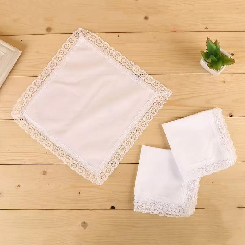 White Lace Thin Handkerchief Woman Wedding Gifts Party Decoration Cloth Napkins Plain Blank DIY Handkerchief