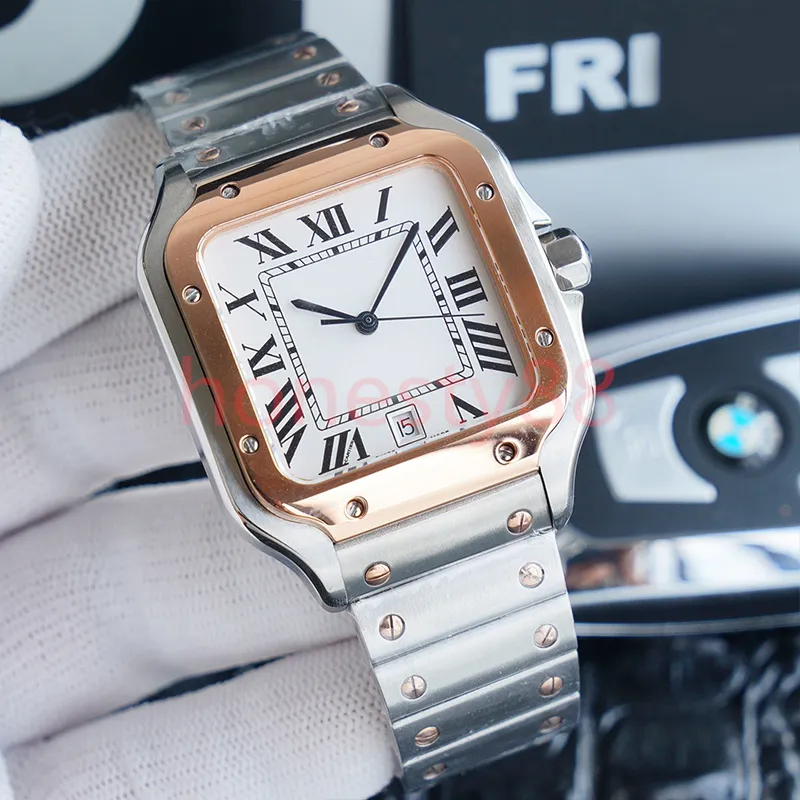 Luxe vierkante horloges 40 mm Genève echt roestvrij staal mechanische horloges kast armband mode herenhorloge mannelijke horloges Mo201F