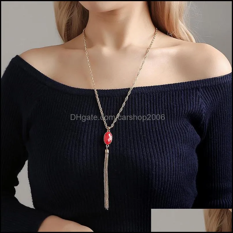 double side acrylic pendant necklace for women noble temperament sweater chain necklace carshop2006