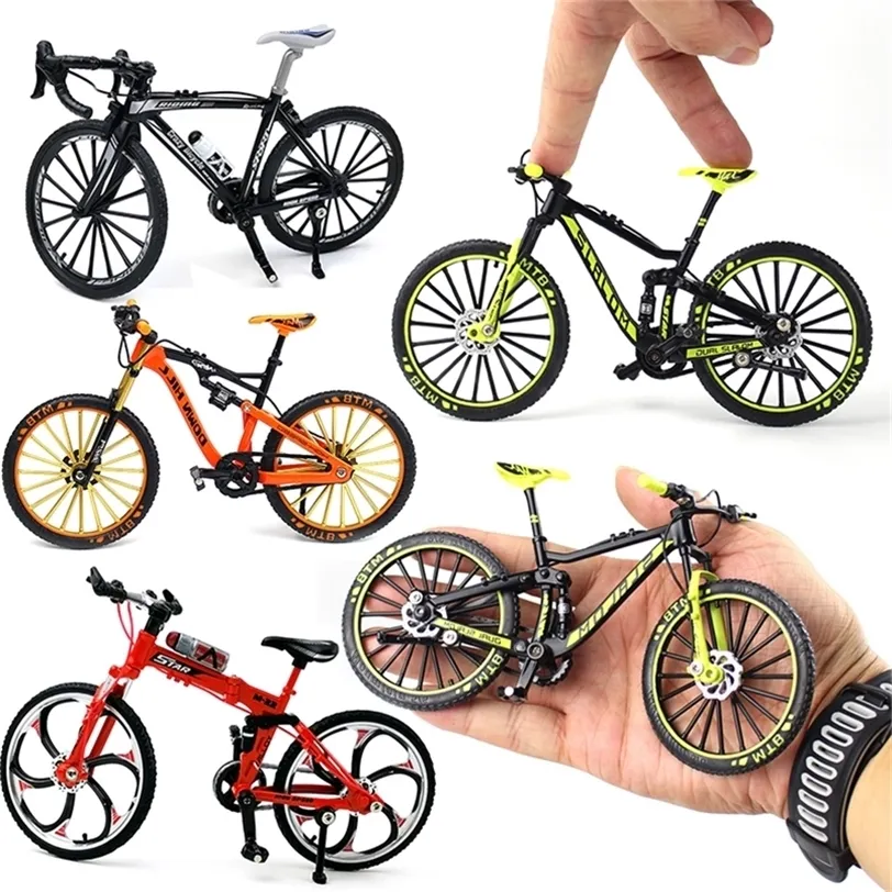 ミニ合金指の自転車モデルレーシングウェイクリエイティブシミュレーションメタルマウンテンバイクセットコレクションノベルティGagおもちゃ220418