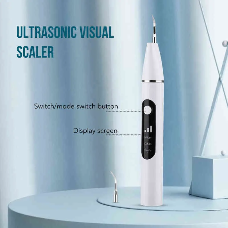 Produto Três modo Modo Visual Ultrassonic Dispositivo LED Ferramenta portátil de cuidados em casa Dentes de dentes elétricos escalador 220627