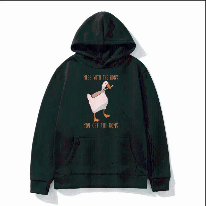 Sudaderas con capucha para hombre Mess With The Honk You Get Bonk Hoodie Funny Cute Duck Print Hombres Mujeres Otoño / invierno Polar Fleece Hooded Sweatshir