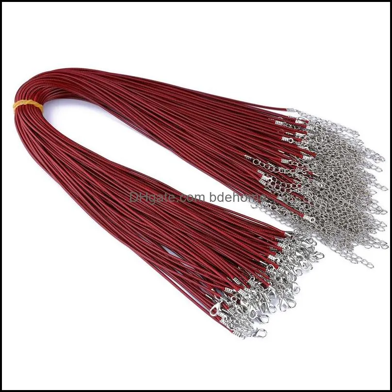 100pcs Colorful Wax Leather Strands Necklace strap buckle shrimp Pendant Jewelry Leather cord lanyard with Chain DIY 71 J2