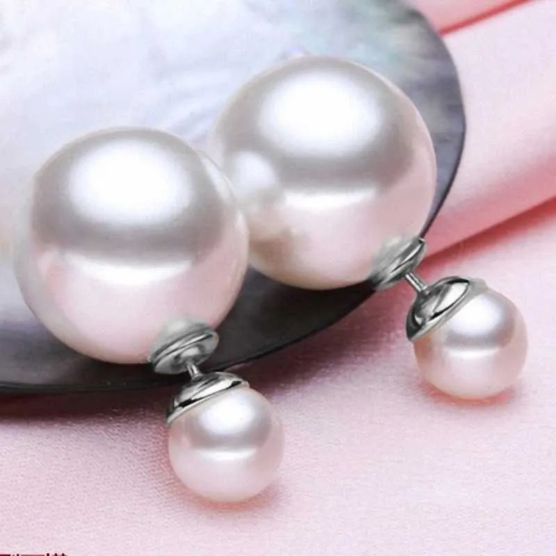 Orecchini a doppia perla di moda Accessori per ragazze coreane Orecchini a doppia facciale 022 Charm