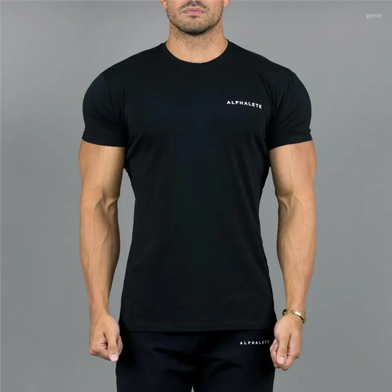 Men's T-Shirts Men T-shirt Fitness Bodybuilding Tshirts Gyms Alphalete Tees Tops Fashion Tshirt Homme Clothing High Quality Cotton