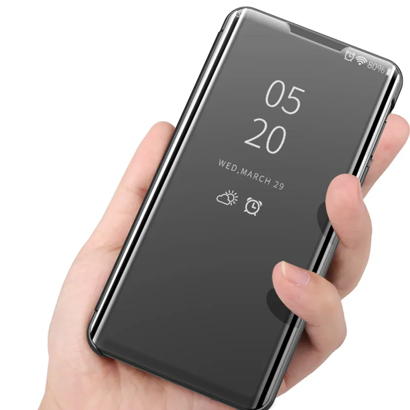 Smart Mirror Flip Fodral för Huawei P Smart 2021 2020 2019 P40 P30 P20 Pro Honor Y7A Y8P Y7P Y6P Y5P 9x Pro 10 20 Lite Cover