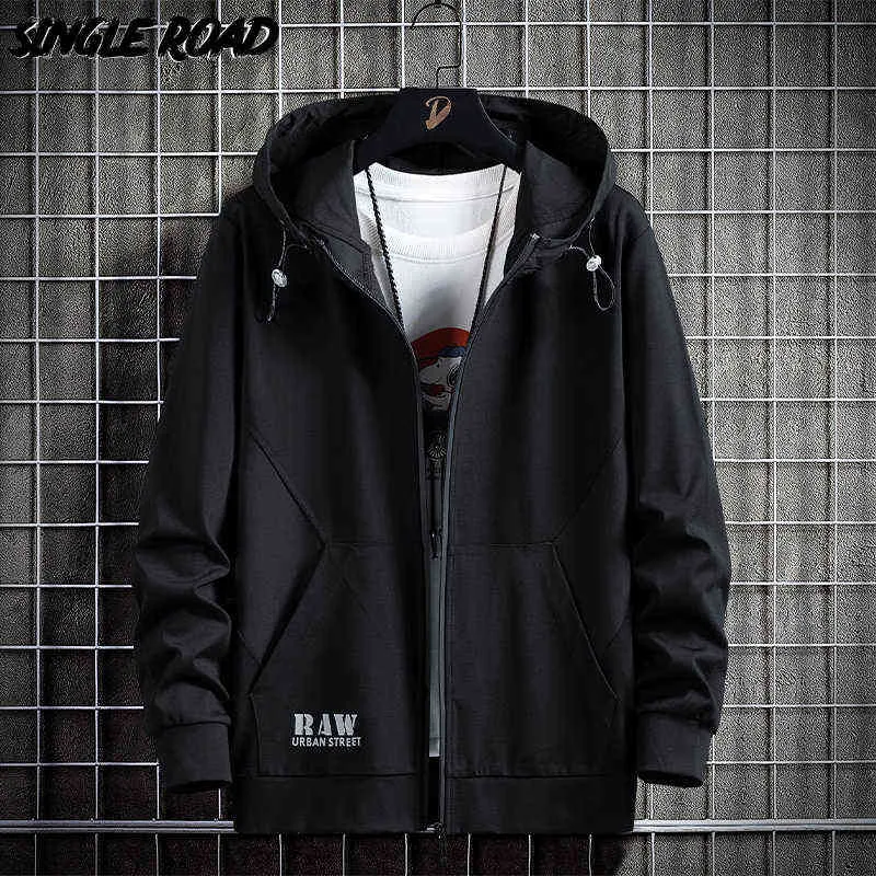 Enkele weg heren Hoodies Men 2022 Solid ritsjas sporttechnisch kleding sweatshirt Japanse streetwear zwarte hoodie mannen sweatshirts y220615