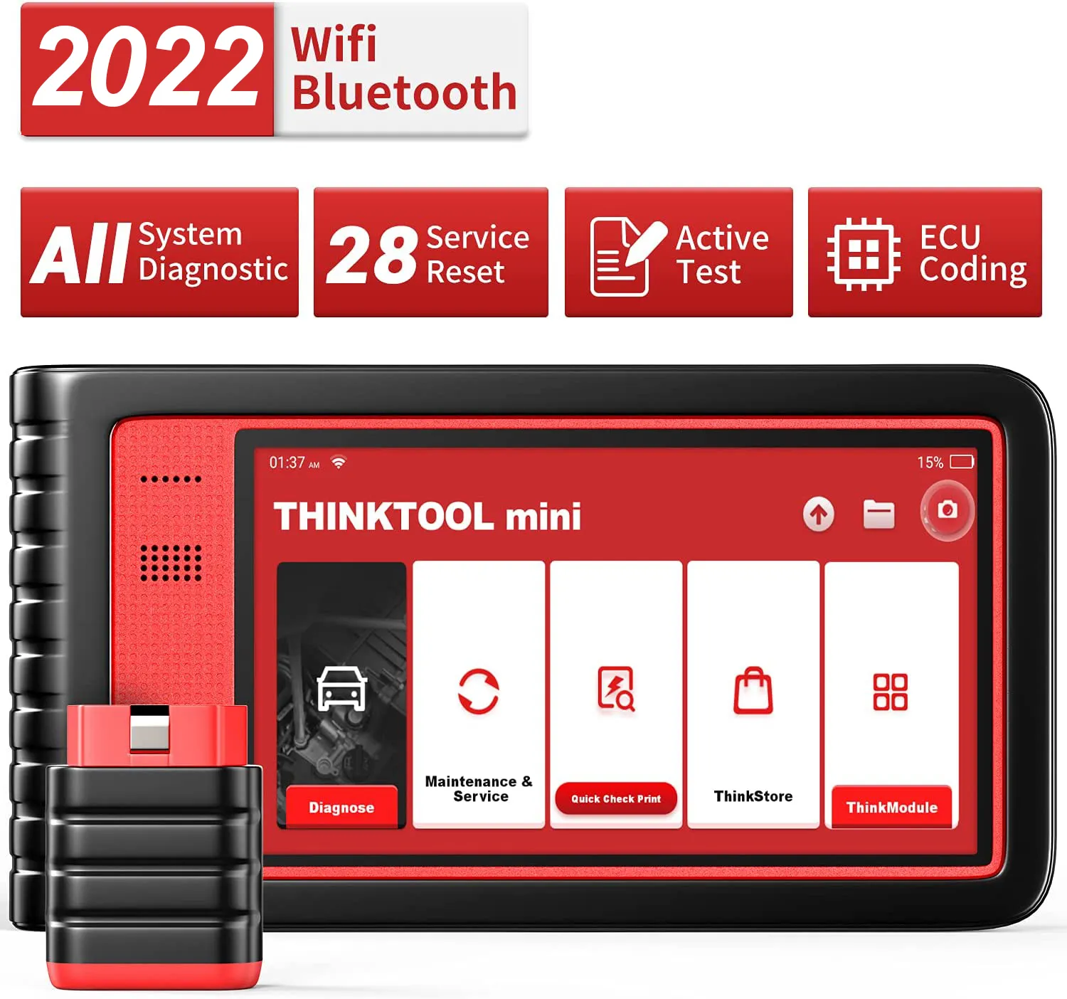 Thinktool Mini OBD2 Scanner Lebensdauer kostenlos alle CARS Diagnose -Tools 28 LETTEN VOLLSTÄNDIGE SYSTEME FÜR AUTO TPMS WiFI Bluetooth Tester setzt