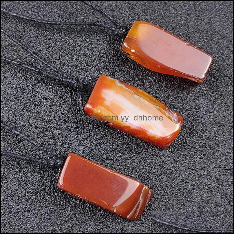 irregular natural stone red agate handmade rope chain pendant necklaces for women men decor jewelry fashion accessories