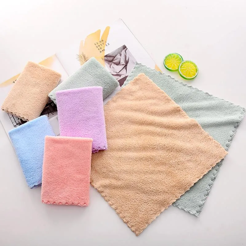 Soft Kitchen Towel Coral fleece Wiping Rags Super Absorbent Non-stick Oil Cleaning Cloth Remover Dish Car Hand Towels Lint Free Home Travel Easy to dry HY0170