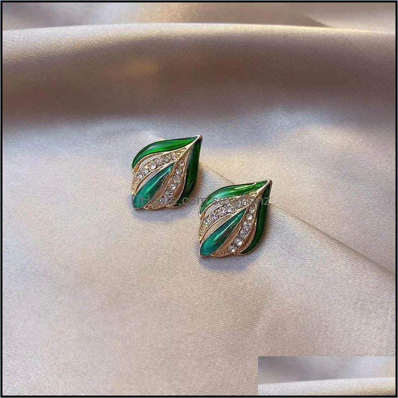 Enamel Stud Earrings for Women Jewelry Fashion Crystal Earring Accesories Vintage Brincos INS Wholesale