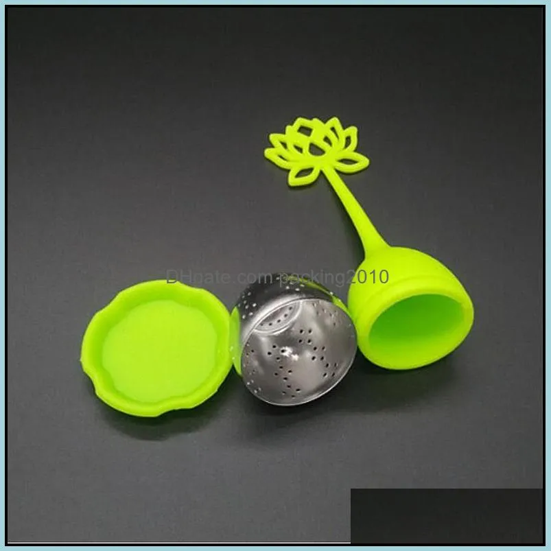 Lotus Shaped Tea Tools Strainer Silicone Handle Stainless Steel Tea Infuser for Loose Teas Leaf or Herbal