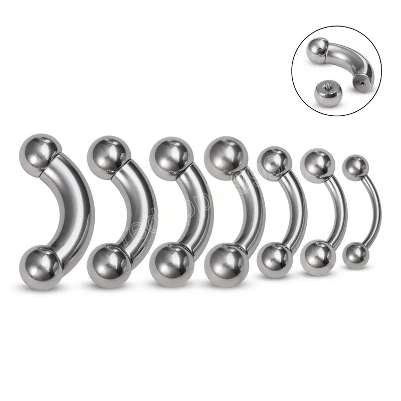 Acciaio inossidabile grande dimensione Nostril Naspile Anello capezzolo Curve Bulbell Tragus Earring La barra del sopracciglio genitale PA Piercing Body Gioielli