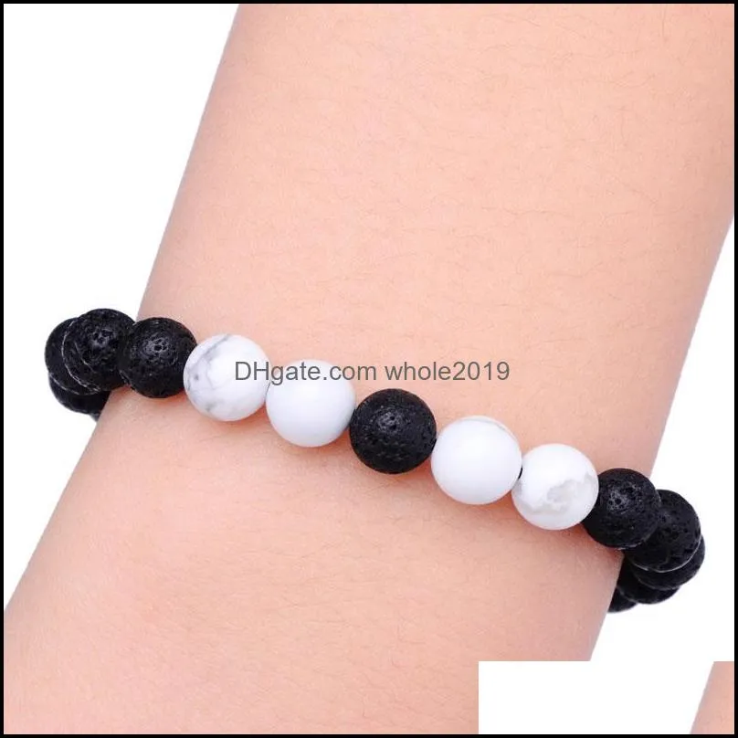 8mm natural lava rock beads strands charm bracelets handmade rope braided energy stone jewelry for women men lover