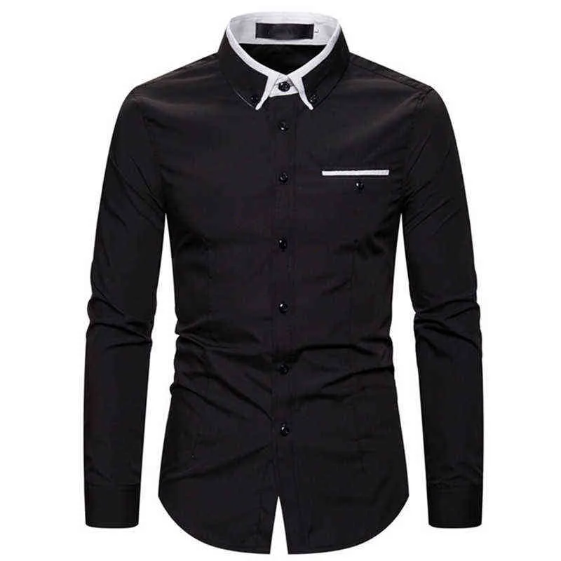 Mens Casual Button Up Dress Shirts Hipster Slim Fit Long Sleeve Shirt Men formell Business Casual Shirt Male Camisa Masculina 5xl L220704