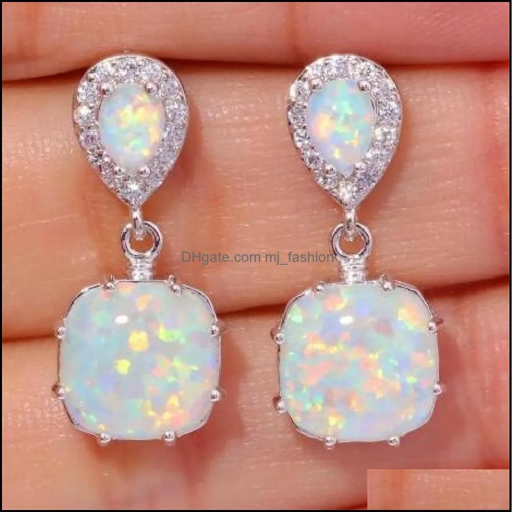 Stud Opal drop örhängen för kvinnor imitation brandpendientes bröllop örhänge smycken brincos gåvor färg sier leverans 2021 mjfashion dhmtl