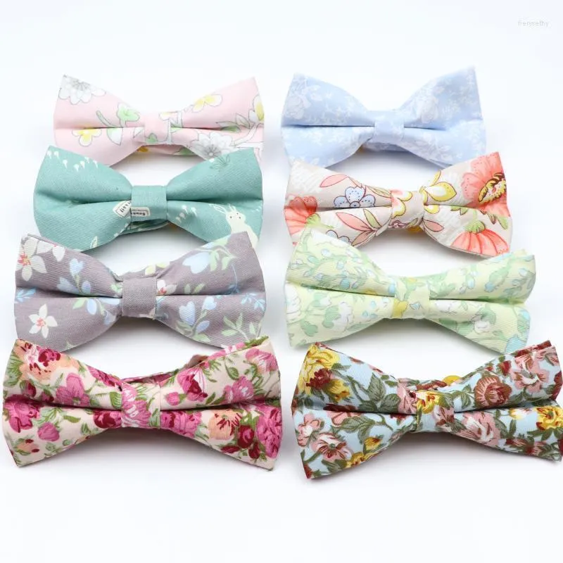 Bow Ties Fashion Floral Cotton Print Bowtie Slyckor för män Bröllop GOOMS passar Casual Tuxedo Gift Tie Shirt Accessory Fier22