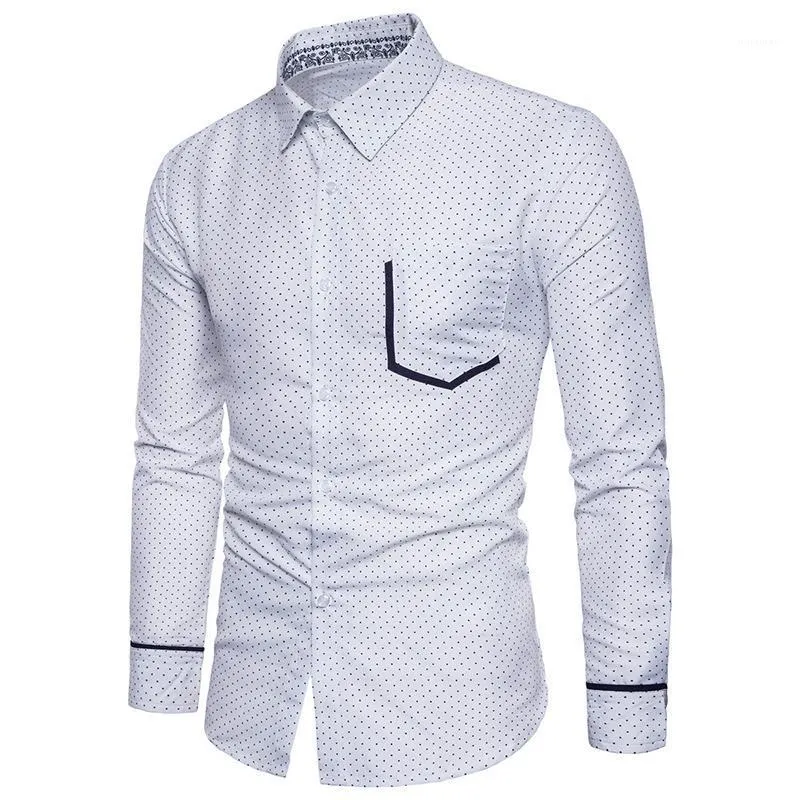 Tops Men's 2022 Summer Casual Style Shirt Men Speckle Pattern Printing Cotton Dress Long-sleeved Clothes Asia Large Size Shirts