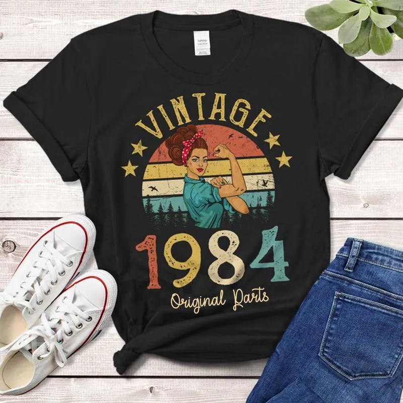 Maglietta da donna Vintage 1984 Parti originali 38 anni 38° compleanno Idea regalo Donna Ragazze Mamma Moglie Figlia Maglietta retrò Abbigliamento