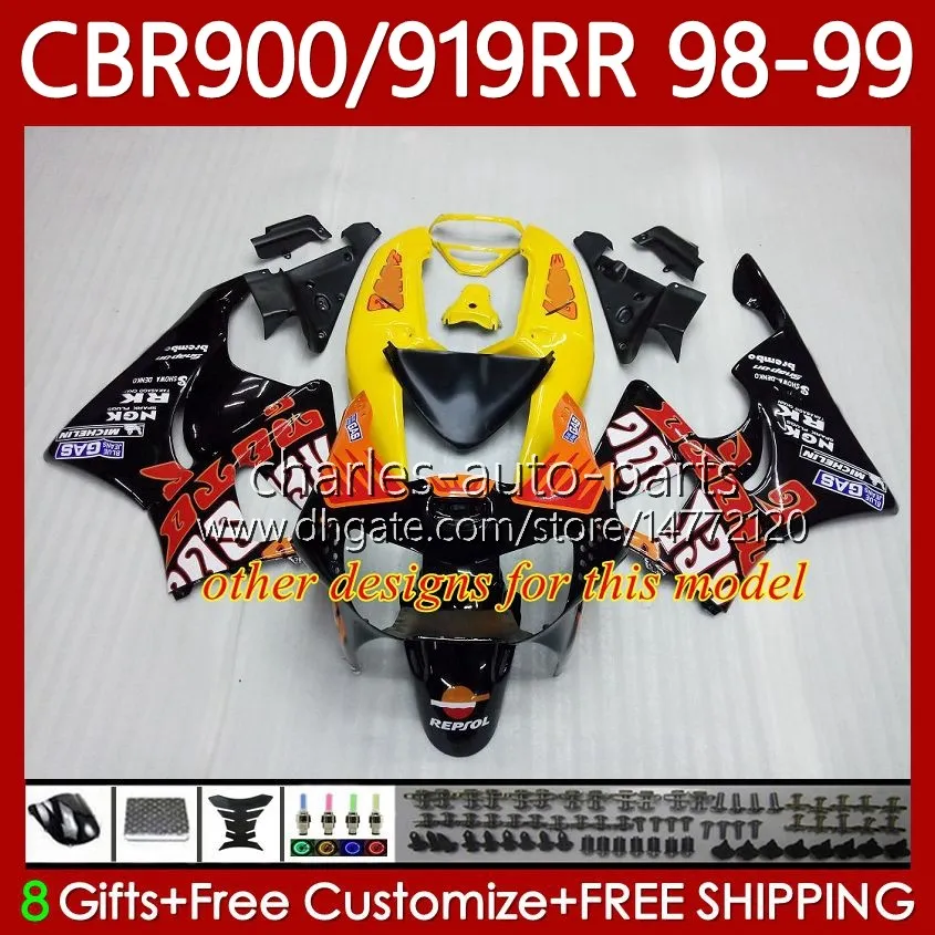 Repsol Red Bodywork For HONDA CBR919 CBR 900 919 RR From